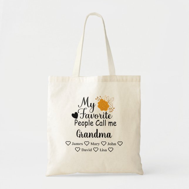 Personalized Grandma with names of the grandkids Tote Bag (Front)