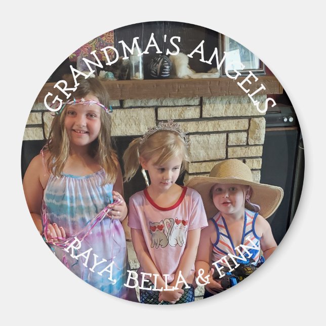 Personalized Grandma's Angels Photo Magnet (Front)