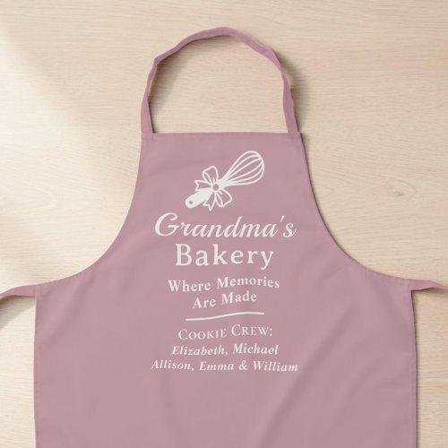 Personalized Grandma's Bakery Dusty Rose Kitchen Apron