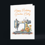 Personalized Grandma's Birthday | Vintage Card<br><div class="desc">Pretty floral vintage antique retro sewing machine personalized grandma's birthday card.</div>