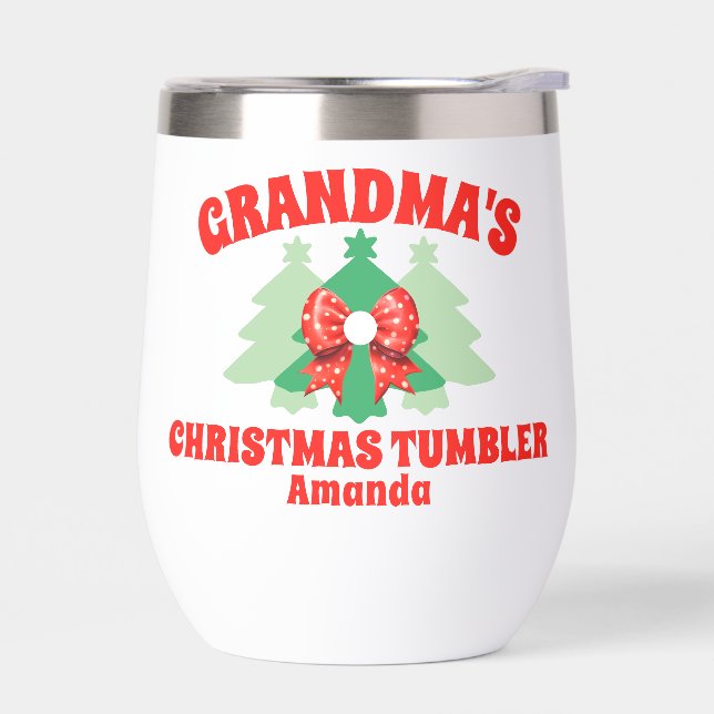 Personalized Grandma's Christmas Gift  Thermal Wine Tumbler (Left)