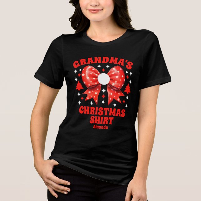 Personalized Grandma's Christmas Red Bow Shirt (Front)