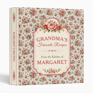 Personalized Grandma's Favorite Recipes 3 Ring Binder