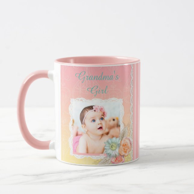 Personalized "Grandma's Girl" Pink Coffee Mug (Left)