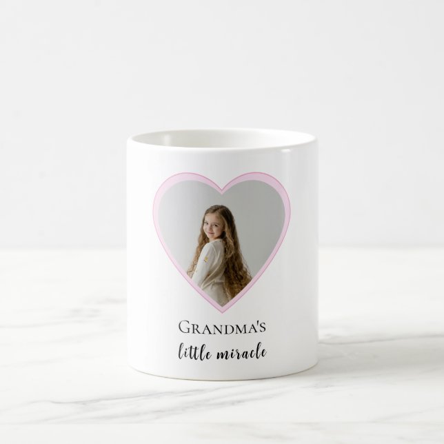 Personalized Grandma's Little Miracle Heart Photo  Coffee Mug (Center)