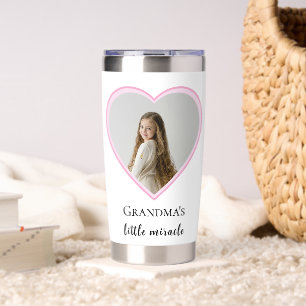Personalized Grandma's Little Miracle Heart Photo  Insulated Tumbler