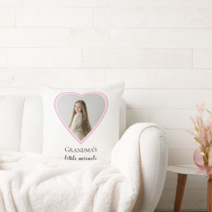 Personalized Grandma's Little Miracle Heart Photo Throw Pillow