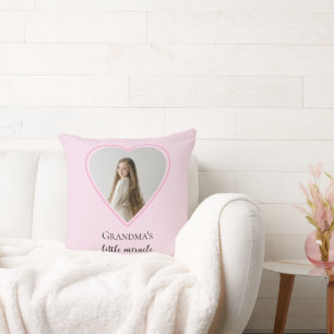 Personalized Grandma's Little Miracle Heart Photo Throw Pillow