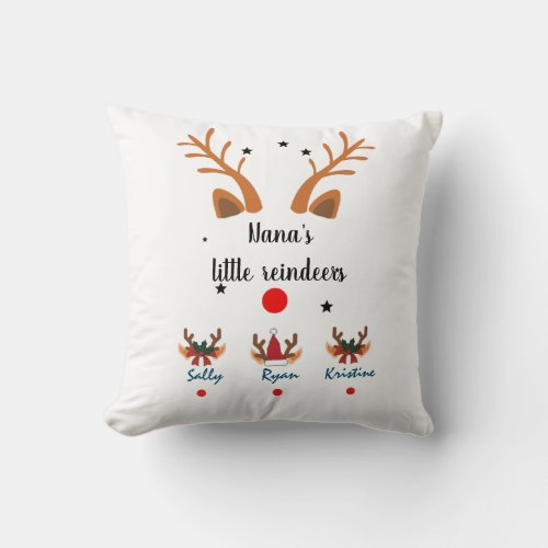Personalized Grandmas little reindeer  Throw Pillow