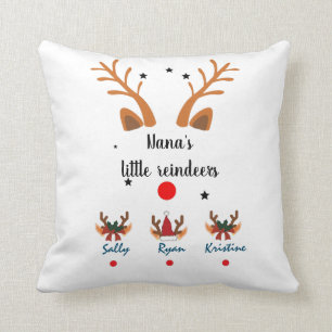 Personalized Grandma's little reindeer Throw Pillow