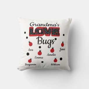 Personalized Grandma's Love Bug Throw Pillow