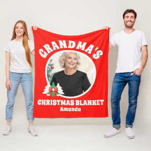 Personalized Grandma's Photo Christmas Fleece Blanket
