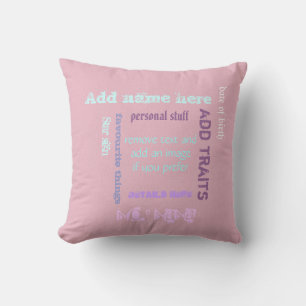 Personalized Grandmother nana granny wordcloud Throw Pillow