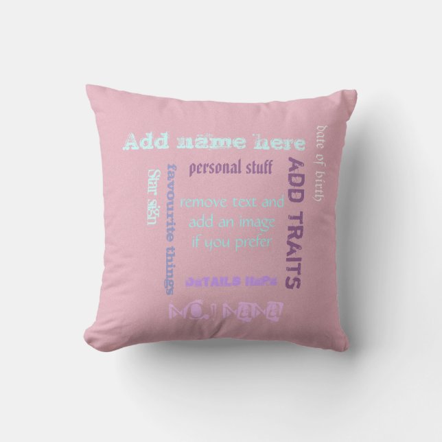 Personalized Grandmother nana granny wordcloud Throw Pillow (Front)