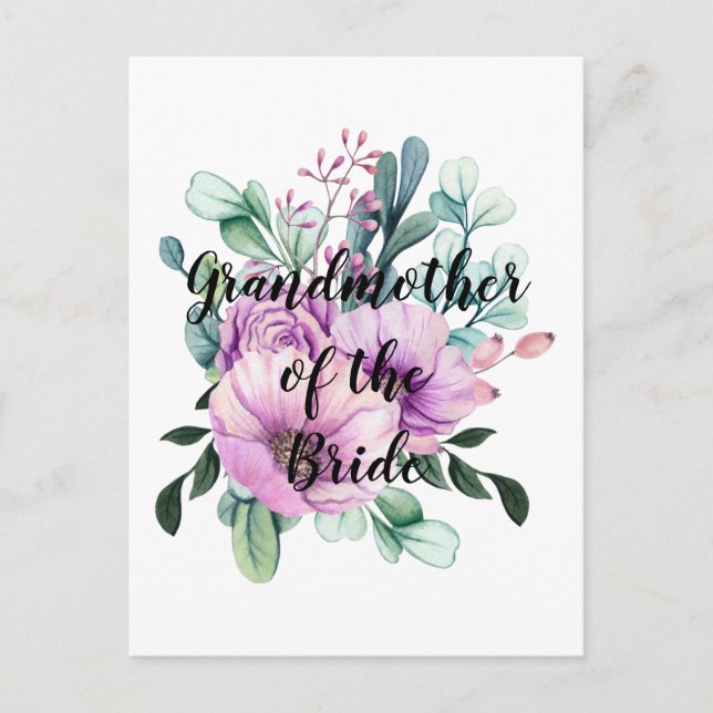 Personalized Grandmother of the Bride BUDGET Postcard (Front)