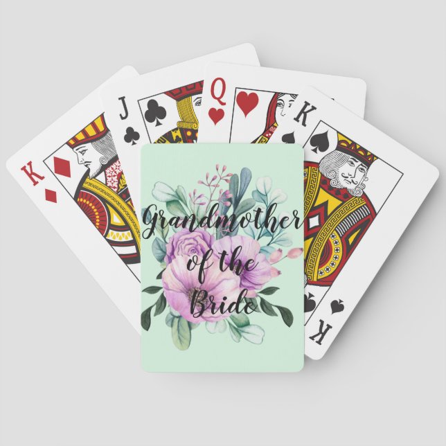 Personalized Grandmother of the Bride Groom Poker Cards (Back)