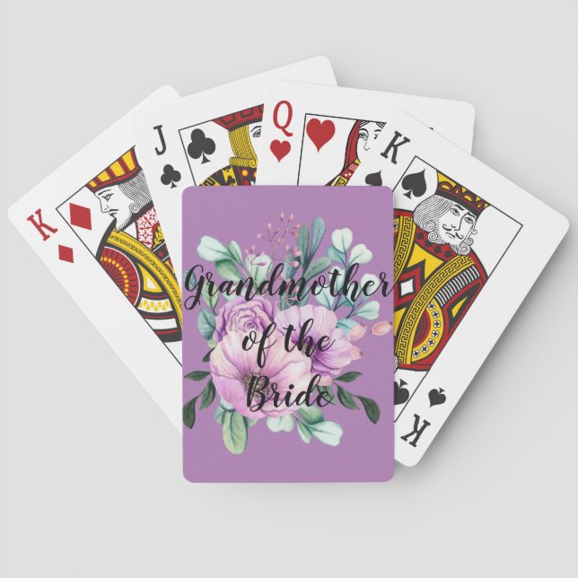 Personalized Grandmother of the Bride Groom Poker Cards (Back)