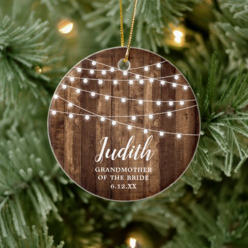 Personalized Grandmother Of The Bride Wood Shiplap Ceramic Ornament