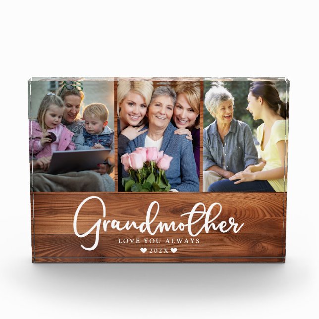 Personalized Grandmother Photo Collage Block (Front)
