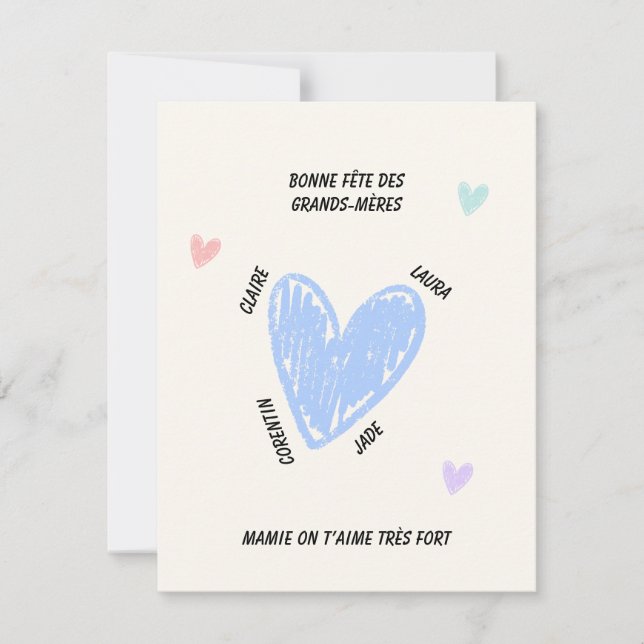 Personalized Grandmother’s Day Grandkids’ Names Note Card (Front)