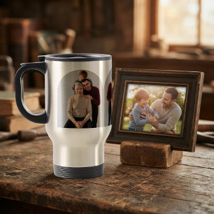 Personalized Grandpa 3 Photo Custom Family Picture Travel Mug