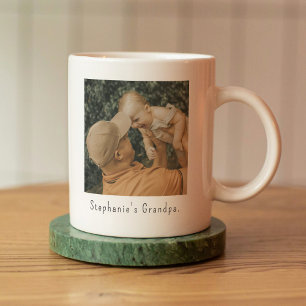 Personalized Grandpa and Grandchild Photo and name Coffee Mug