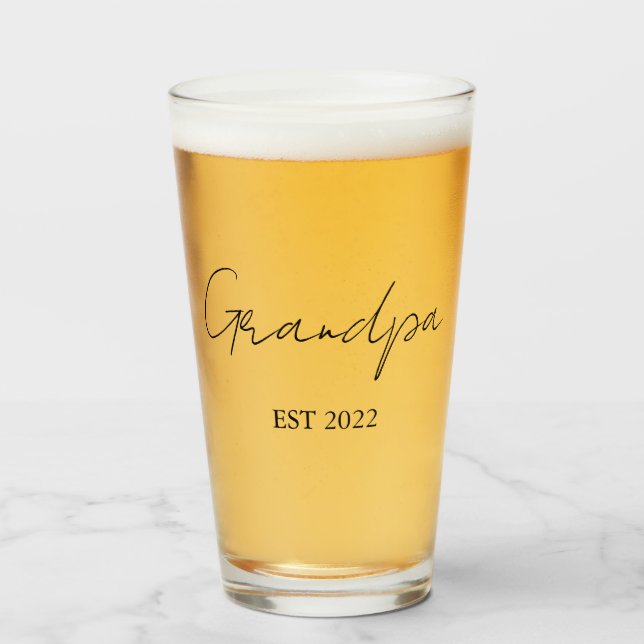 Personalized Grandpa Beer Glass – Established Year (Front Filled)