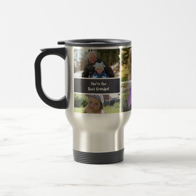Personalized Grandpa Custom Photo Collage Travel Mug (Left)