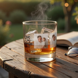Personalized Grandpa Custom Photo  Whiskey Glass