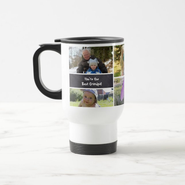 Personalized Grandpa family photo Collage Travel Mug (Left)