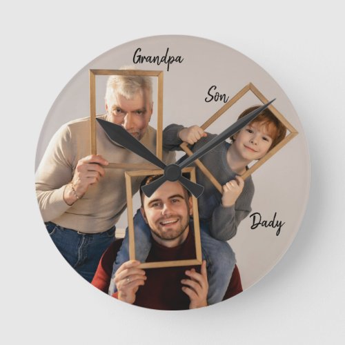 Personalized Grandpa Father Son  Round Clock