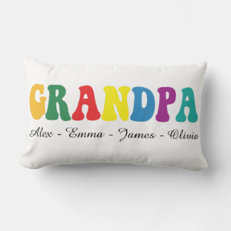 Personalized Grandpa Gift with Grandkids’ Names Lumbar Pillow
