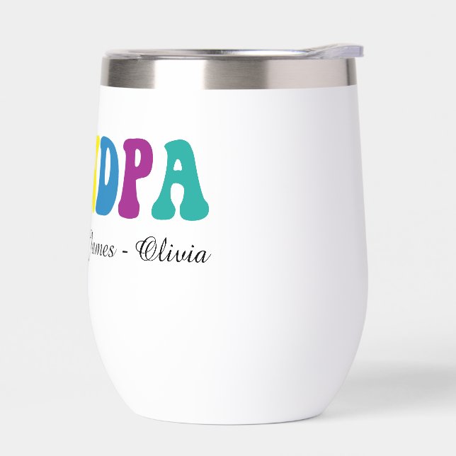 Personalized Grandpa Gift with Grandkids’ Names Thermal Wine Tumbler (Left)