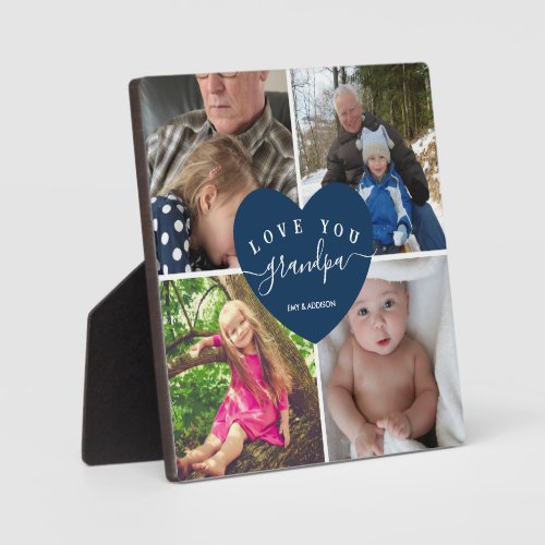 Personalized Grandpa Gifts Family Photo Collage Plaque