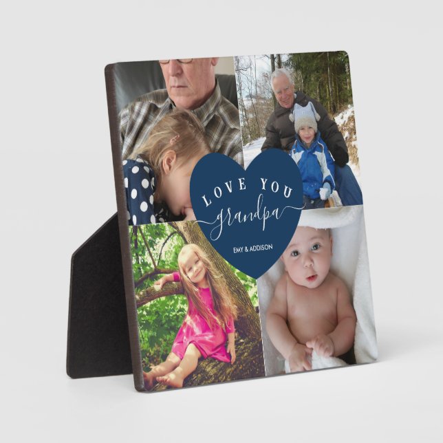 Personalized Grandpa Gifts Family Photo Collage Plaque (Front)