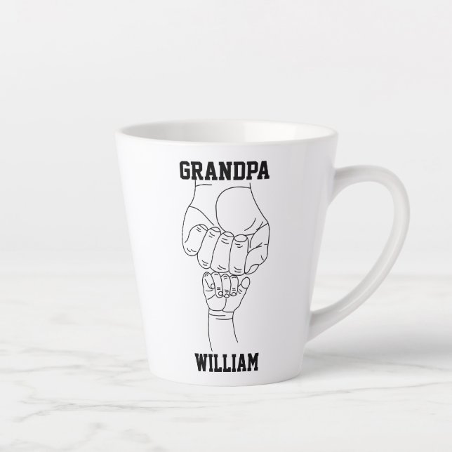 Personalized Grandpa Grandchild Gift Grandfather Latte Mug (Right)