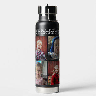 Personalized Grandpa Grandkids Photos Water Bottle