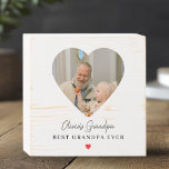 Personalized Grandpa Photo  | Best Grandpa Ever Wooden Box Sign<br><div class="desc">Celebrate your amazing grandpa with this heartfelt custom wooden box sign! Featuring a cherished photo in a heart-shaped frame and the quote Best Grandpa Ever, this distressed white wood design adds warmth and love to any shelf, desk, or mantel. Perfect as a Father’s Day gift, birthday surprise, or everyday token...</div>