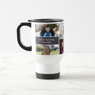 Personalized Grandpa Photo Collage Chalkboard Travel Mug
