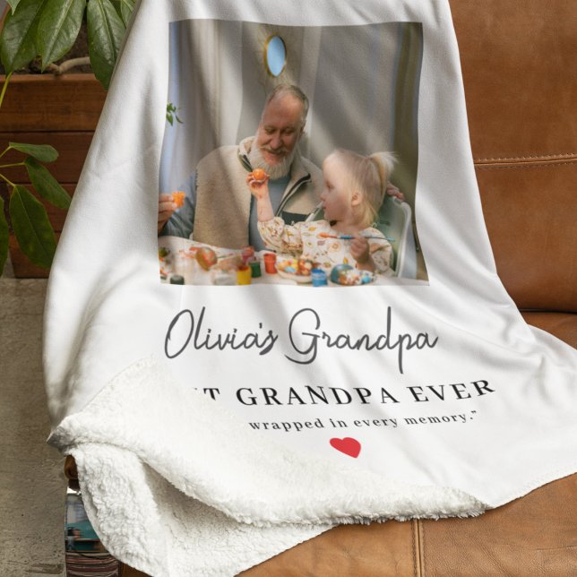 Personalized Grandpa Photo Gift Sherpa Blanket (Creator Uploaded)