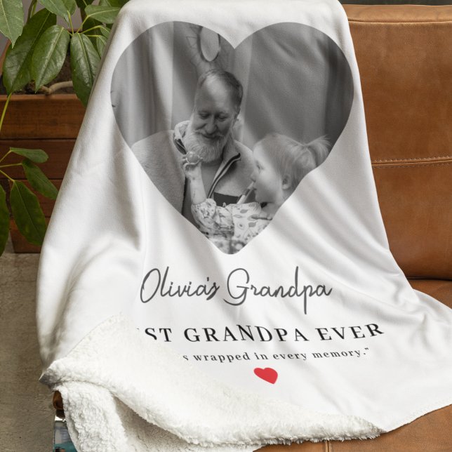 Personalized Grandpa Photo Gift Sherpa Blanket (Creator Uploaded)