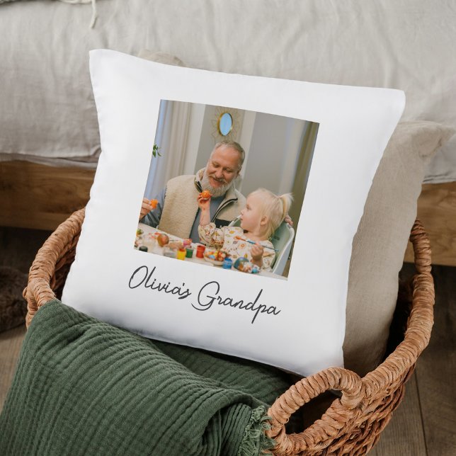 Personalized Grandpa Photo Gift Throw Pillow (Creator Uploaded)