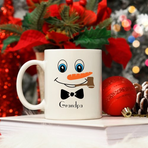 Personalized Grandpa Pipe Snowman  Coffee Mug