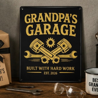 Personalized Grandpa’s Garage Metal Wall Art Sign