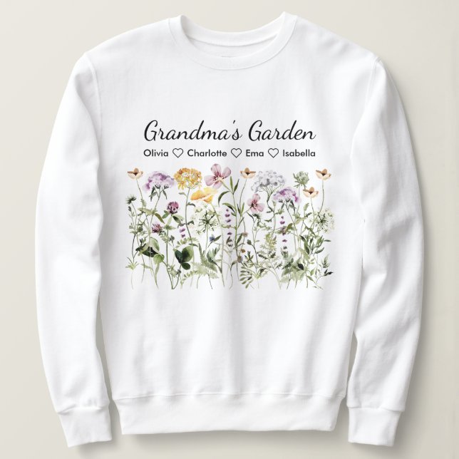 Personalized Grandparent's Day Wildflower Garden Sweatshirt (Design Front)