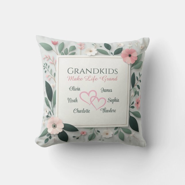 Personalized Grandparents Name Throw Pillow (Front)