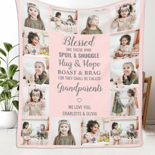 Personalized Grandparents Photo Collage Fleece Blanket