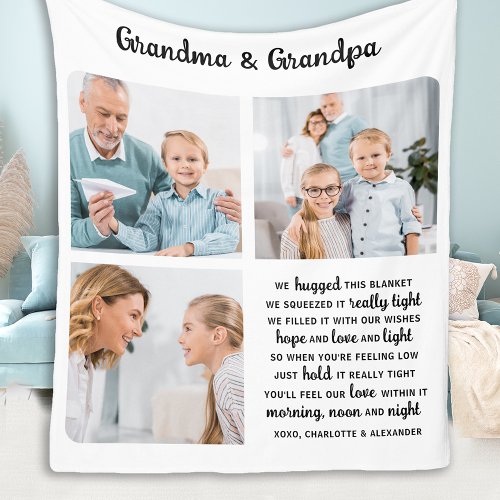 Personalized Grandparents Quote Photo Collage Fleece Blanket