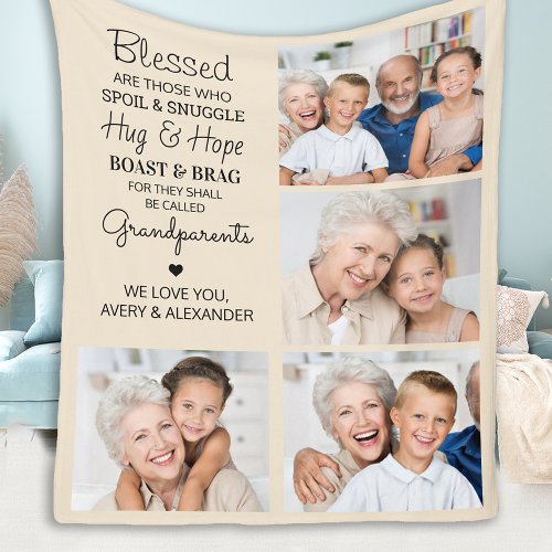 Personalized Grandparents Quote Photo Collage Fleece Blanket