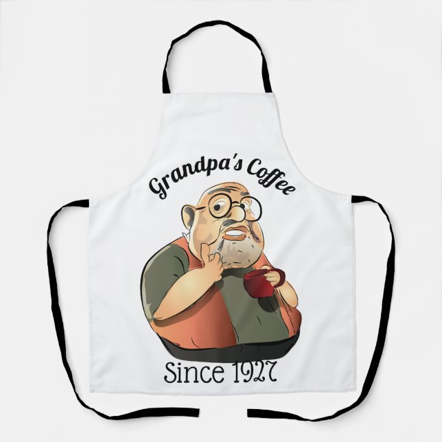 Personalized Grandpa's Coffee Shop Sign apron (Front)